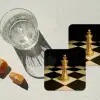 Schaakstuk - Koning - Schaakbord - Geblokt onderzetter kurk middel -sfeer4