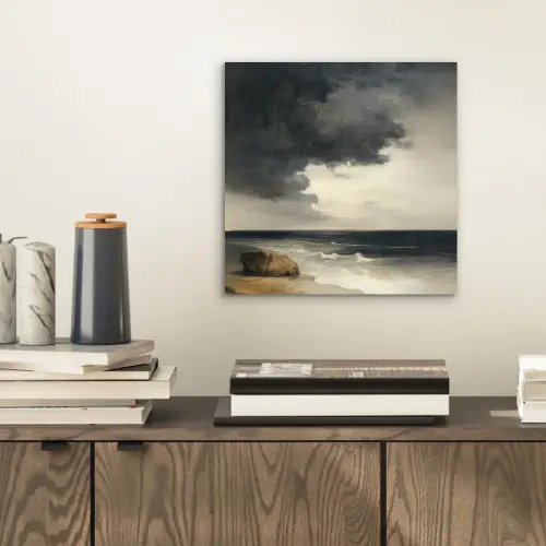Kust - Golven - Rots - Storm aluminium wit klein -sfeer1