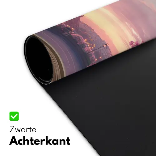 Doorkijk - Parijs - Eiffeltoren - Roze - Kersenbloesem Muismat XXL klein -sfeer2