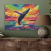 Zonsondergang - Walvis - Geschilderd - Kleurrijk PET vilt klein -sfeer2