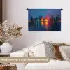 Skyline - Penseelstreken - Donkerblauw - Lichtgevend Wandkleed katoen klein -sfeer1