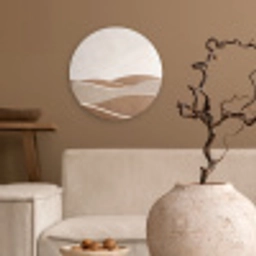 Abstract - Golven - Modern - Beige Wandcirkel kunststof plaat 5mm dik klein -sfeer1