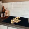 Plant - Bladeren - Goud - Zwart - Luxe Inductie beschermer vinyl 3mm klein -sfeer3