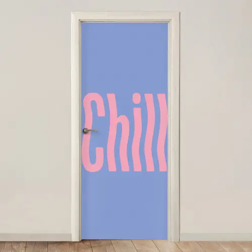 Chill - Roze - Blauw - Golvend deurposter klein -3d_beige