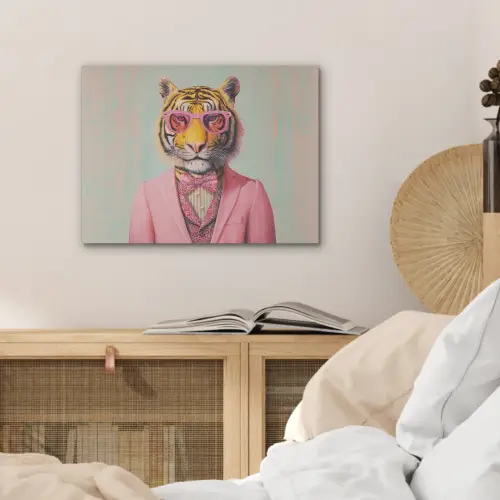 Tijger - Strik - Jasje - Roze PET vilt klein -sfeer3