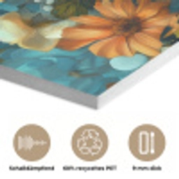 Vrouw - Bloemen - Oranje - Blauw - Modern PET vilt klein -closeup_DE