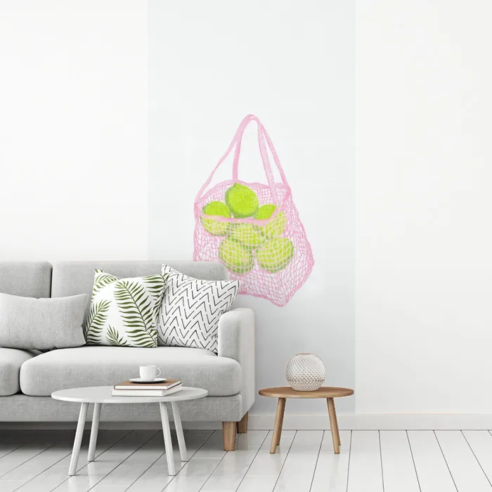 Netzakje - Roze - Illustratie - Limoenen fotobehang vinyl groot -woonkamer