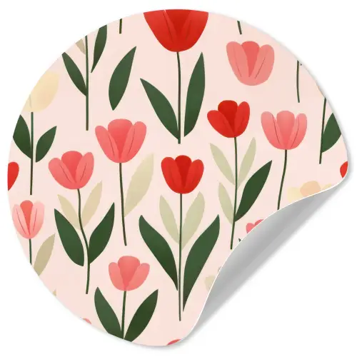 Tulpen - Modern - Roze Wandcirkel behangsticker klein -3d