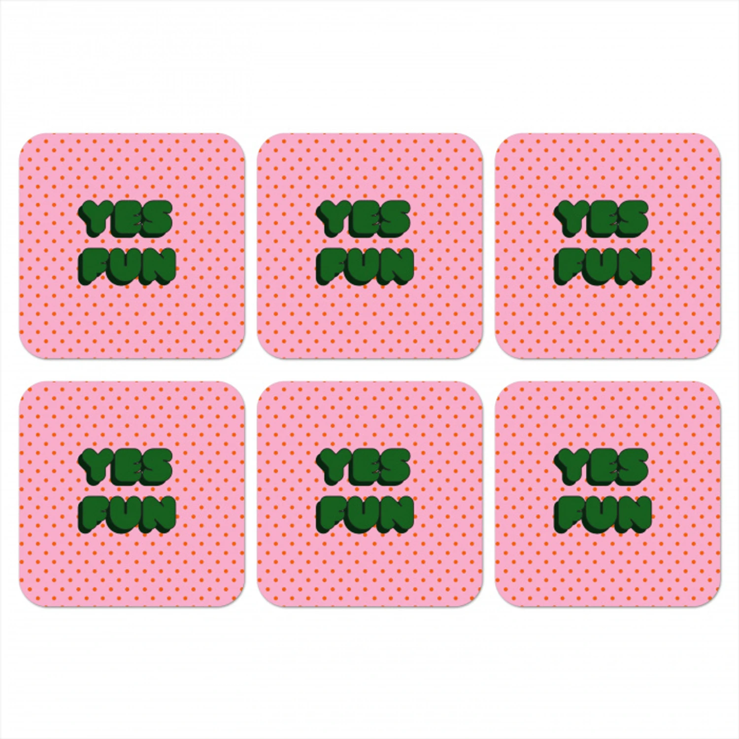 Yes fun - Groen - Roze - Stippen onderzetter kurk middel -3d
