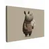 Neushoorn - Witte bloemen - Lief canvas 2cm klein -z3d