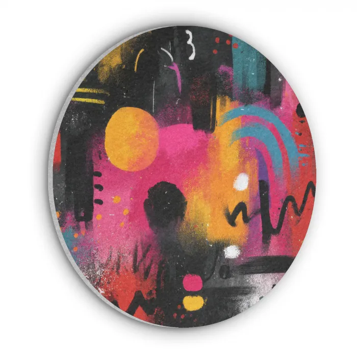 Kleurvlakken - Vormen - Kleurrijk - Abstract Akoestische PET Vilt - Rond klein -3d