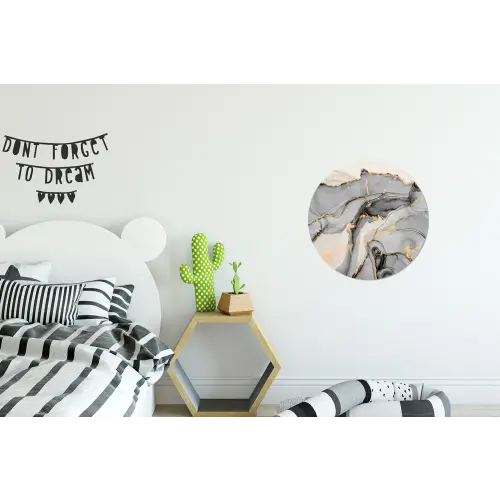 Marmer - Goud - Grijs Wandcirkel aluminium klein -kinderkamer