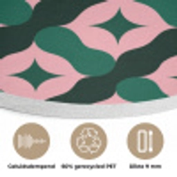Groen - Roze - Retro - Sterren Akoestische PET Vilt - Rond klein 838 -closeup_NL