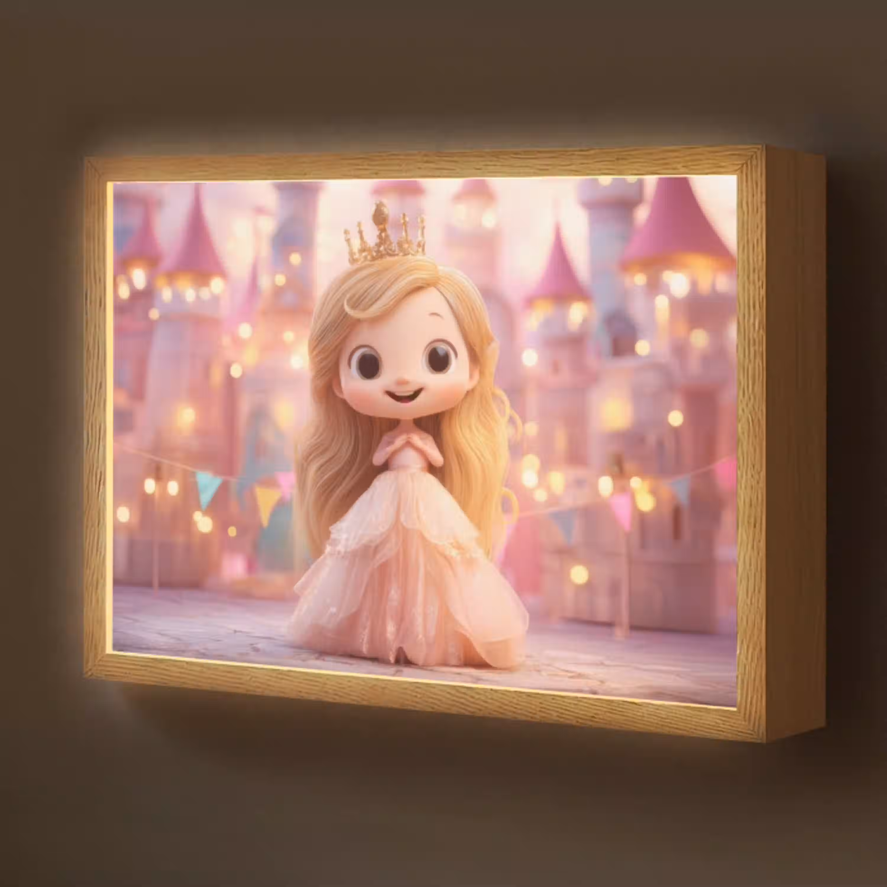 Prinses - Roze - Kasteel Light Box met batterij (Wandlamp kind) middel -z3d_website
