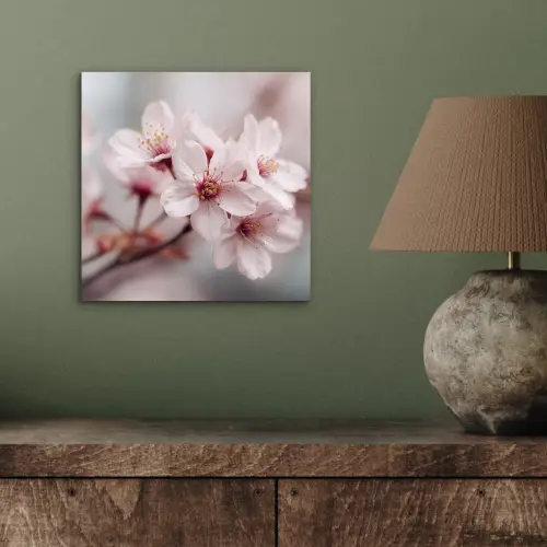 Bloesems - Meeldraden - Geel - Wazig aluminium wit klein -sfeer2