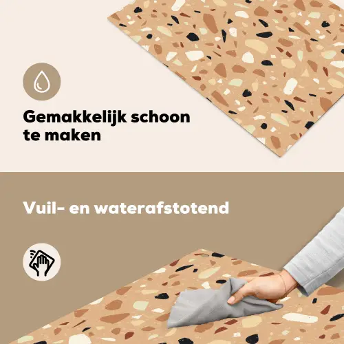 Terrazzo - Patroon - Kleurrijk - Oranje Inductie beschemer met haakjes klein 777 -ky-schoon-nl