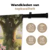 Houten bankje - Bloempotten - Landschap Wandkleed katoen middel -sfeer2