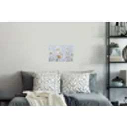 Illustratie - Bloemen - Blauw Muursticker klein -slaapkamer