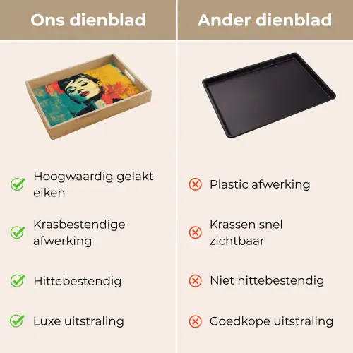Vrouw - Rode lippen - Expressief - Grafisch Dienblad Rechthoek middel -USP_VergelijkingNL