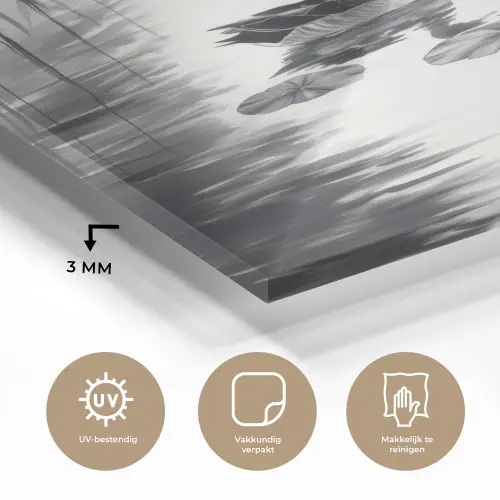 Eenden - Waterlelies - Riet - Zwart plexiglas 5mm klein -sfeer2