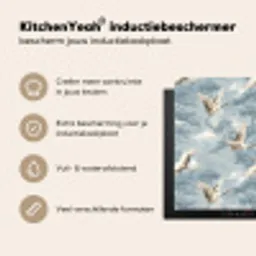 Wolken - Kraanvogels - Blauw Inductie beschermer vinyl 3mm middel 274 -sfeer2