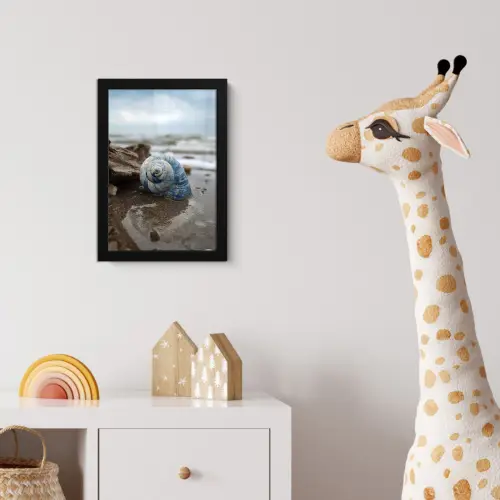Schelp - Strand - Blauw - Zee fotolijst zwart zonder passe partout klein -usfeer4_kinderkamer