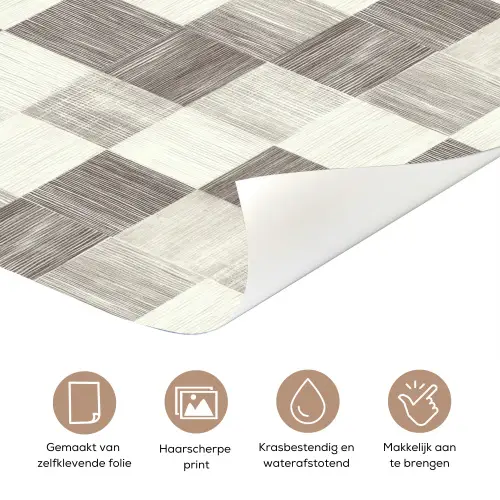 Patroon - Dambord - Houtnerf deurposter klein 289 -closeup_NL
