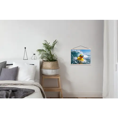 Badeend - Stoer - Golven textielposter latten blank klein -woonkamer