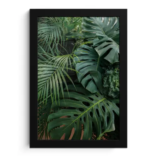 Planten - Jungle - Bladeren - Tropisch fotolijst zwart zonder passe partout klein -3d