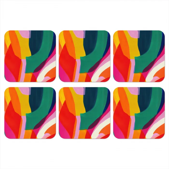 Vormen - Golvend - Abstract - Felroze onderzetter kurk middel -3d