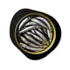 Sardines - Vissen - Rond - Zwart Wandcirkel Organisch Aluminium middel -3d