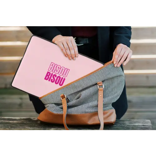 Bisou - Roze - Minimalistisch laptophoes neopreen klein -tas