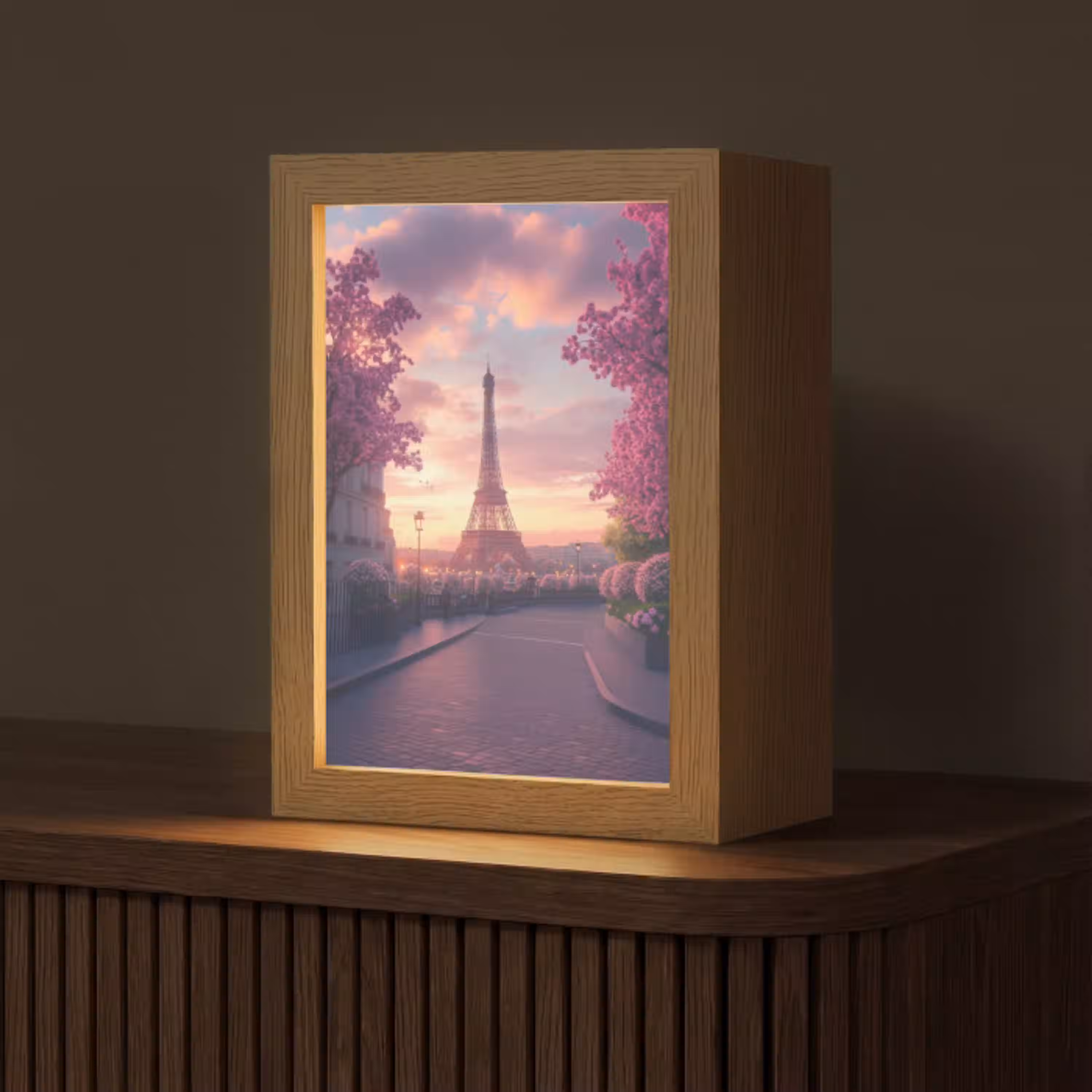 Eiffeltoren - Parijs - Roze Light Box met kabel (Tafellamp) klein -z3d_website
