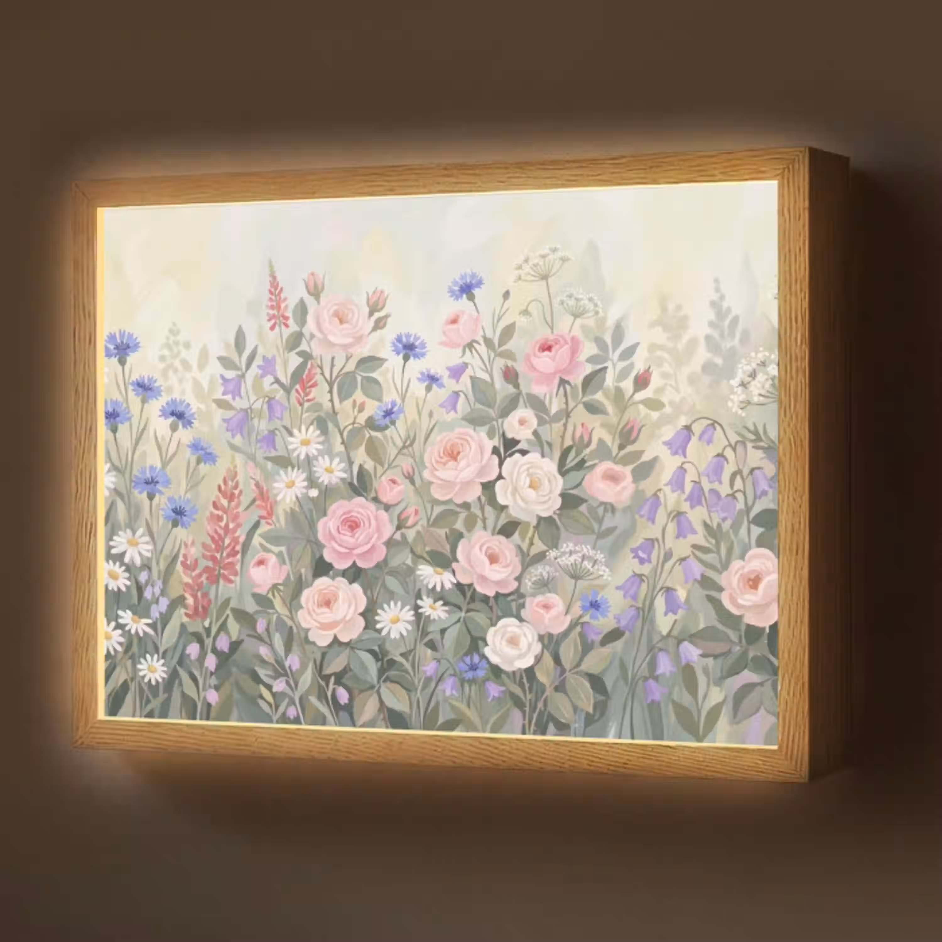 Bloemen - Tuin - Natuur - Kleurrijk Light Box met batterij (Wandlamp) middel -z3d_website