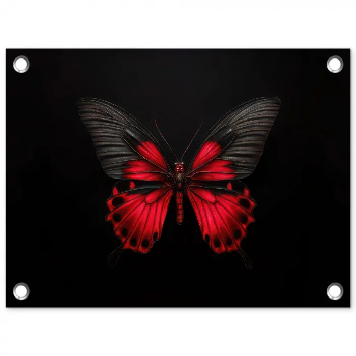 Vlinder - Rood - Contrast tuinposter los doek klein -3d
