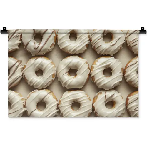 Donuts - Chocolade - Wit - Beige Wandkleed katoen klein -zz3d