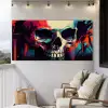Schedel - Abstract - Rood - Blauw - Graffiti Tuinposter op houten frame 2 cm dik xxl -sfeer1