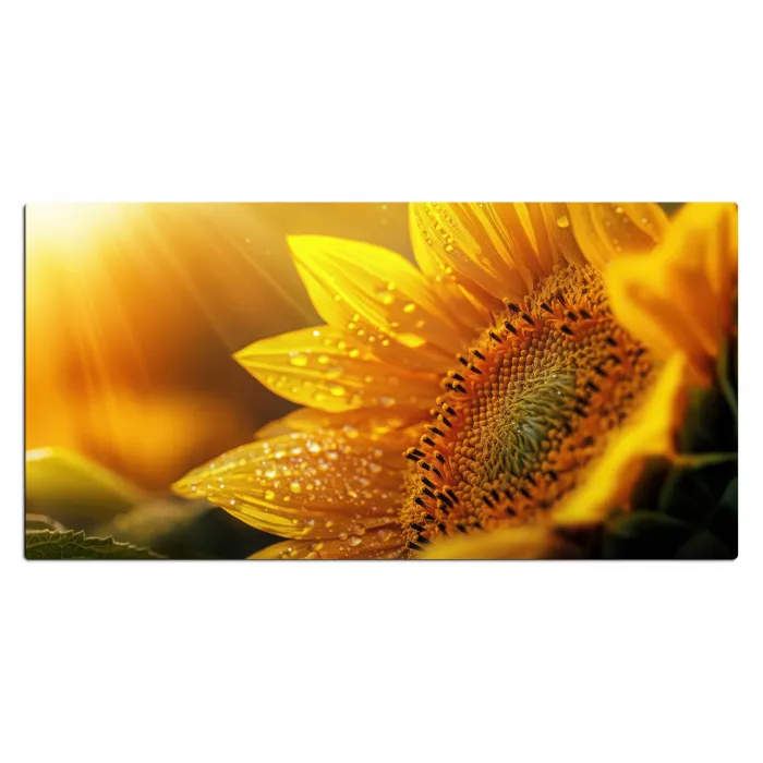 Zonnebloem - Dauwdruppels - Geel - Zonlicht Muismat XXL klein -3d_leeg
