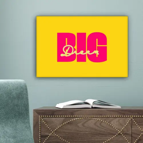 Dream big - Geel - Roze canvas 2cm klein -sfeer4