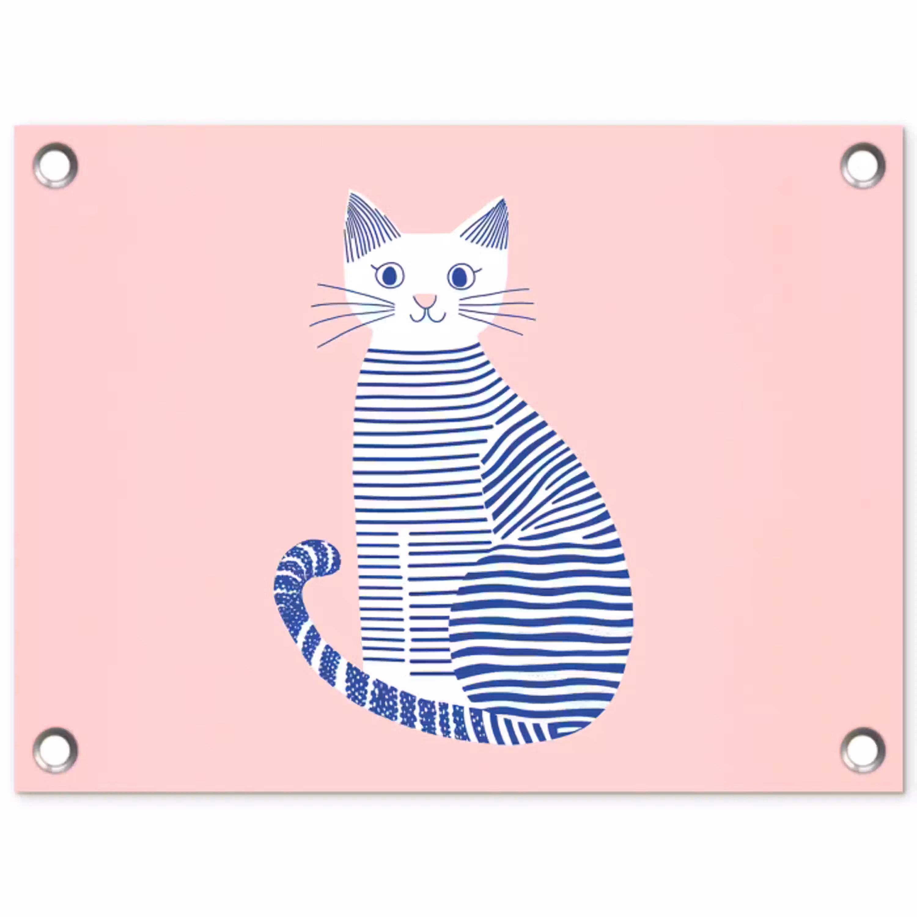 Kat - Illustratie - Minimalistisch - Roze tuinposter los doek klein -3d