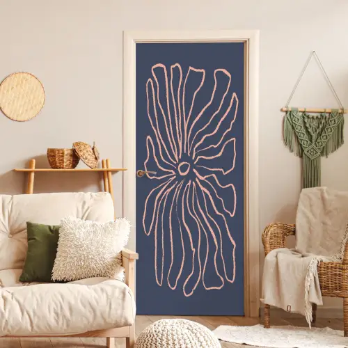 Bloemen - Bohemian - Roze - Pastel deurposter klein -sfeer2