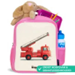 Brandweerwagen - Getekend - Rood Kinderrugzak - Roze middel -inhoud_NL