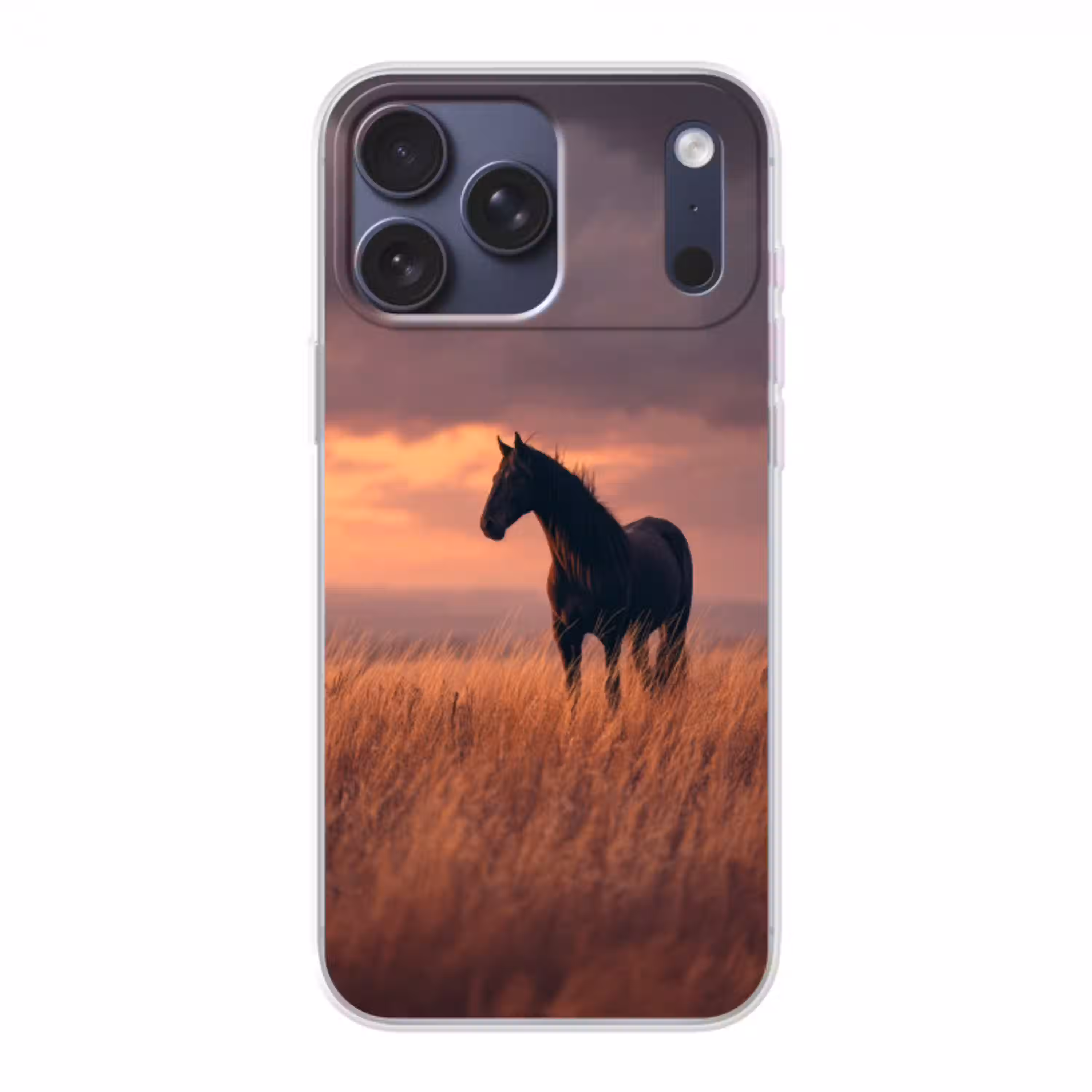 Paard - Wolken - Open veld Telefoonhoesje iPhone 17 Pro Max klein -3d