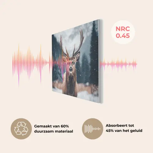 Hert - Winter - Hertenkop - Sneeuw - Gewei PET vilt klein -USP_NL
