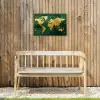 Wereldkaart - Groen - Goud Tuinposter op houten frame 2 cm dik klein -sfeer4