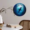 Walvis - Vissen - Donkerblauw Wandcirkel behangsticker klein -sfeer3