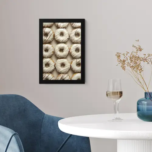 Donuts - Chocolade - Wit - Beige fotolijst zwart zonder passe partout klein -sfeer4