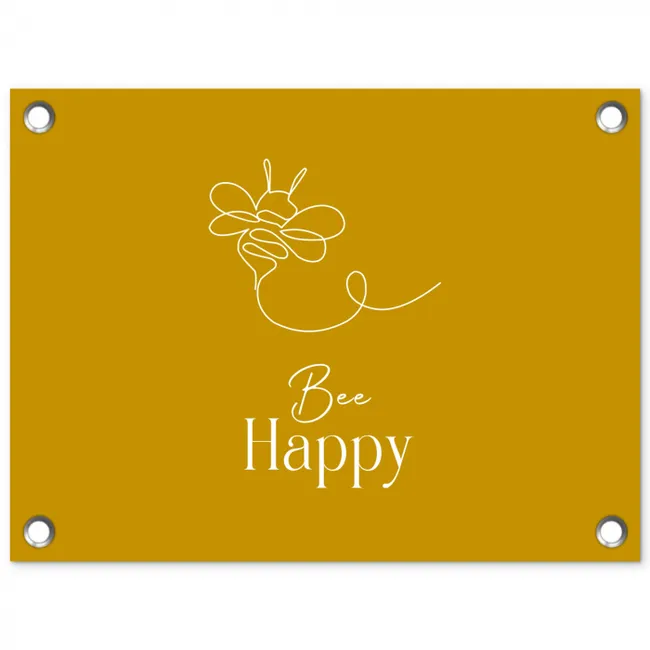 Bee Happy tuinposter los doek klein -3d