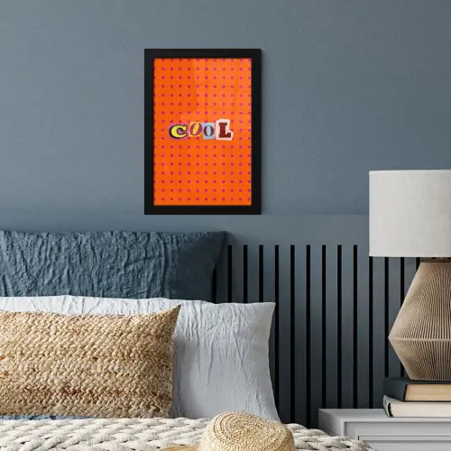 Cool - Stippen - Oranje fotolijst zwart zonder passe partout klein -sfeer3