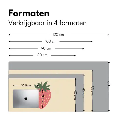 Aardbei - Minimalistisch - Rood - Fruit Muismat XXL klein -sfeer5